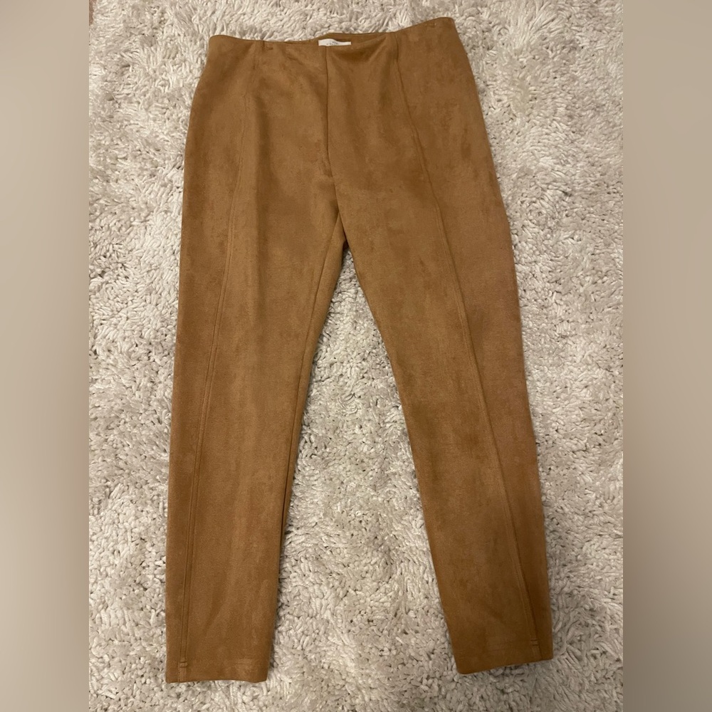 New direction suede like pants, size large, camel color